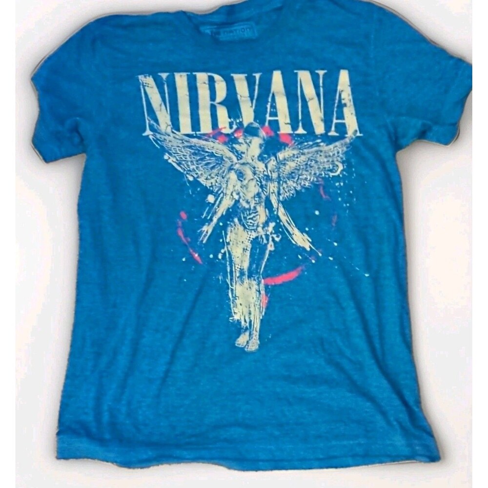 Live Nation Vintage Nirvana T-Shirt Blue, Size S, Short Sleeve Cotton/Poly Blend